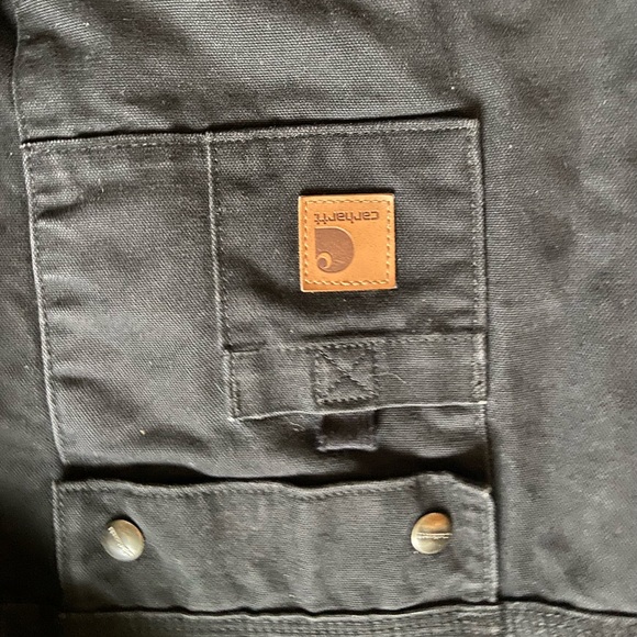 Carhartt Men’s Relaxed Fit Black Sherpa Lined Snap Hooded Jacket - Picture 4 of 6